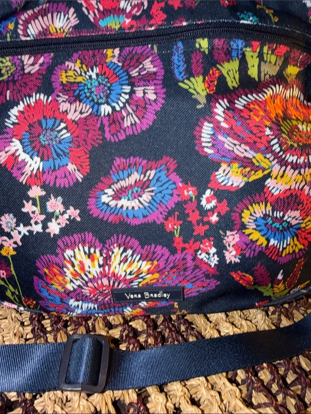 Vera Bradley Original Zip Hipster Crossbody Bag Black Multicolor Floral
